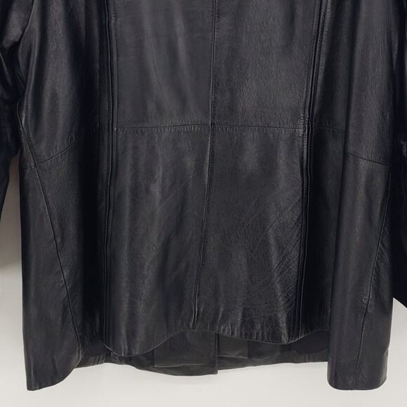 Wilsons Leather Vintage 90s Y2K Genuine Leather Button Down Jacket 2X Black - Picture 8 of 9